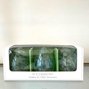 Hip & Hop Mint Green Speckled Glass Eggs 5in Set of 3  Chic Spring Decor NEW